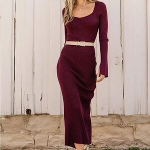 Baltic Born Burgundy Ribbed Maxi Dress
